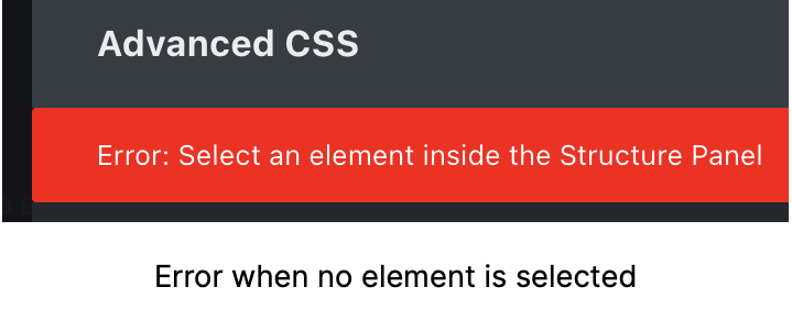 error with no element selected