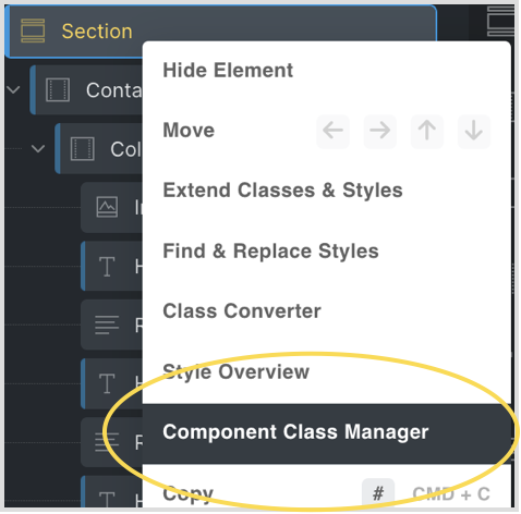 dropdown component class manager