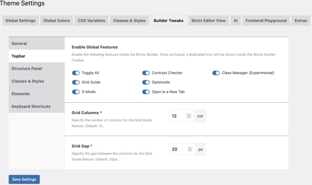Builder Tweaks Topbar