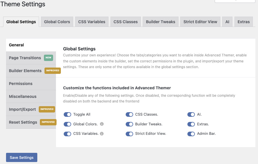 Global Settings Overview